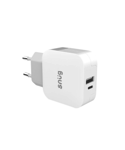 Snug 2 Port PD 30W Wall Charger With Type C Cable - White